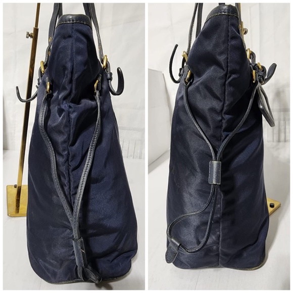 Authentic PRADA Tessuto Nylon Saffiano Tote Navy Blue - Picture 5 of 15